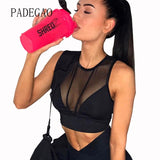 Summer Mesh Sporting Black Halter Sexy Crop